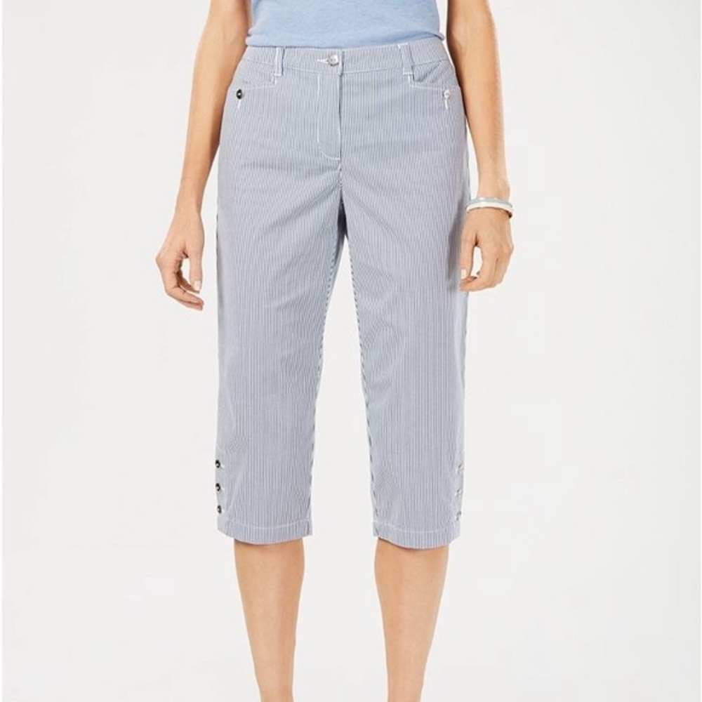 Karen Scott Railroad Stripe Capri Pants 14